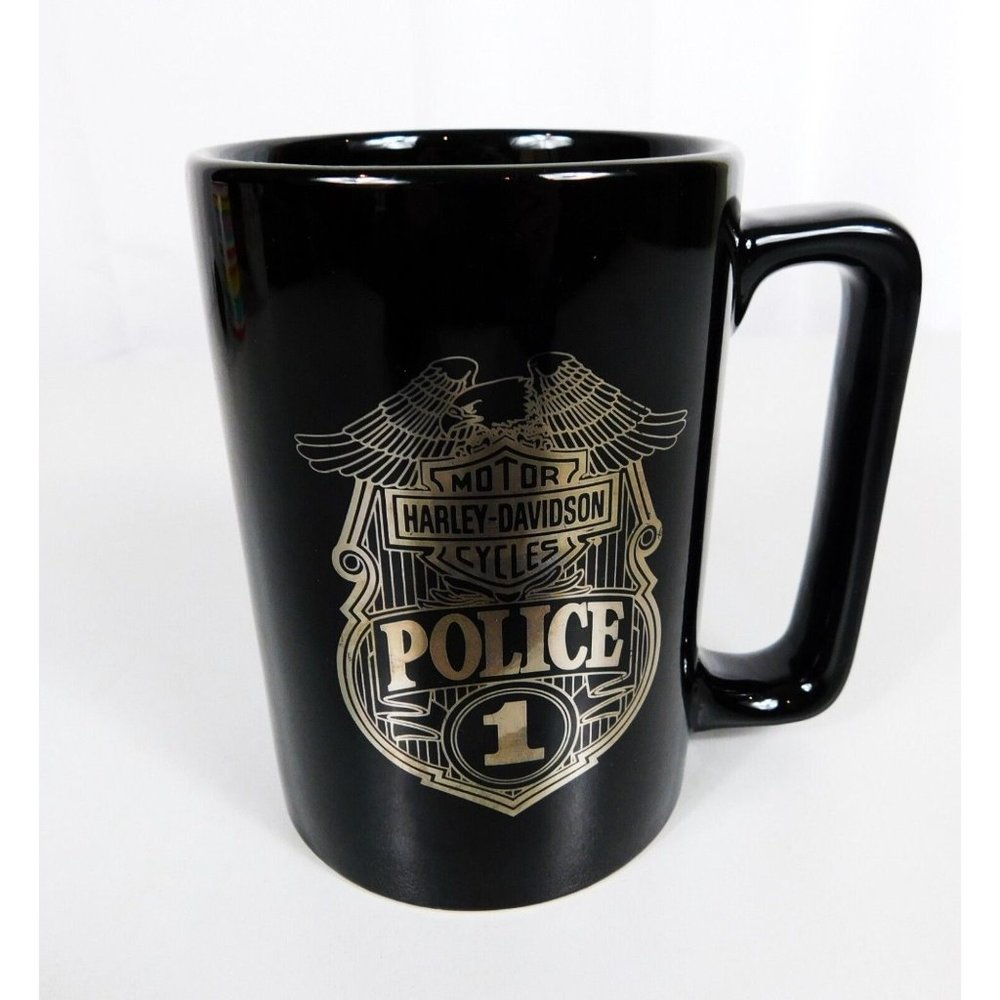 Harley Davidson #1 Police Badge Eagle Bar Shield Logo Coffee Mug Black LINYI